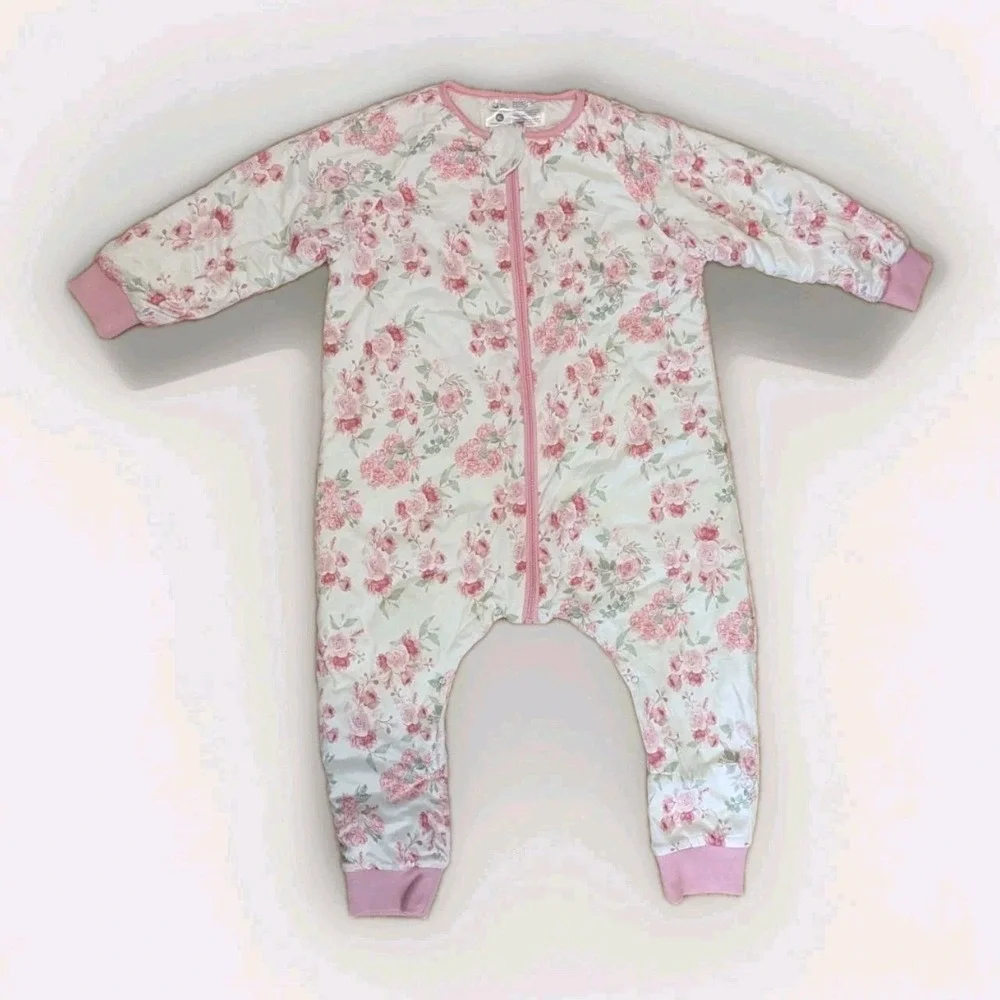 Coquette Cottagecore‎ Pink Rose Floral Sleep Sack Pajama Romper XL